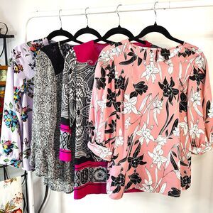 Career & Casual Floral Blouses BUNDLE Small Women's Long & 3/4 Sleeve MIXED LOT